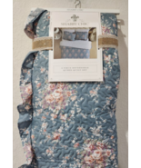 Shabby Chic Reversible Blue Roses Floral QUEEN Quilt Set 3pc - $79.19