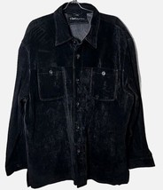 Claiborne Men XXL Black Genuine Leather Button Down Heavy Shirt - $36.35