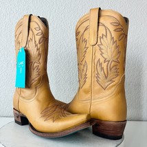 Lane SANDAGA Womens Cowboy Boots 8.5 Cowgirl Western Buckskin Leather &quot;11 Tall - $193.05