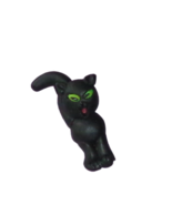 Vtg Black Small Cat Green Eyes Mouth Open Yawning Clay? Brooch Costume J... - £6.99 GBP