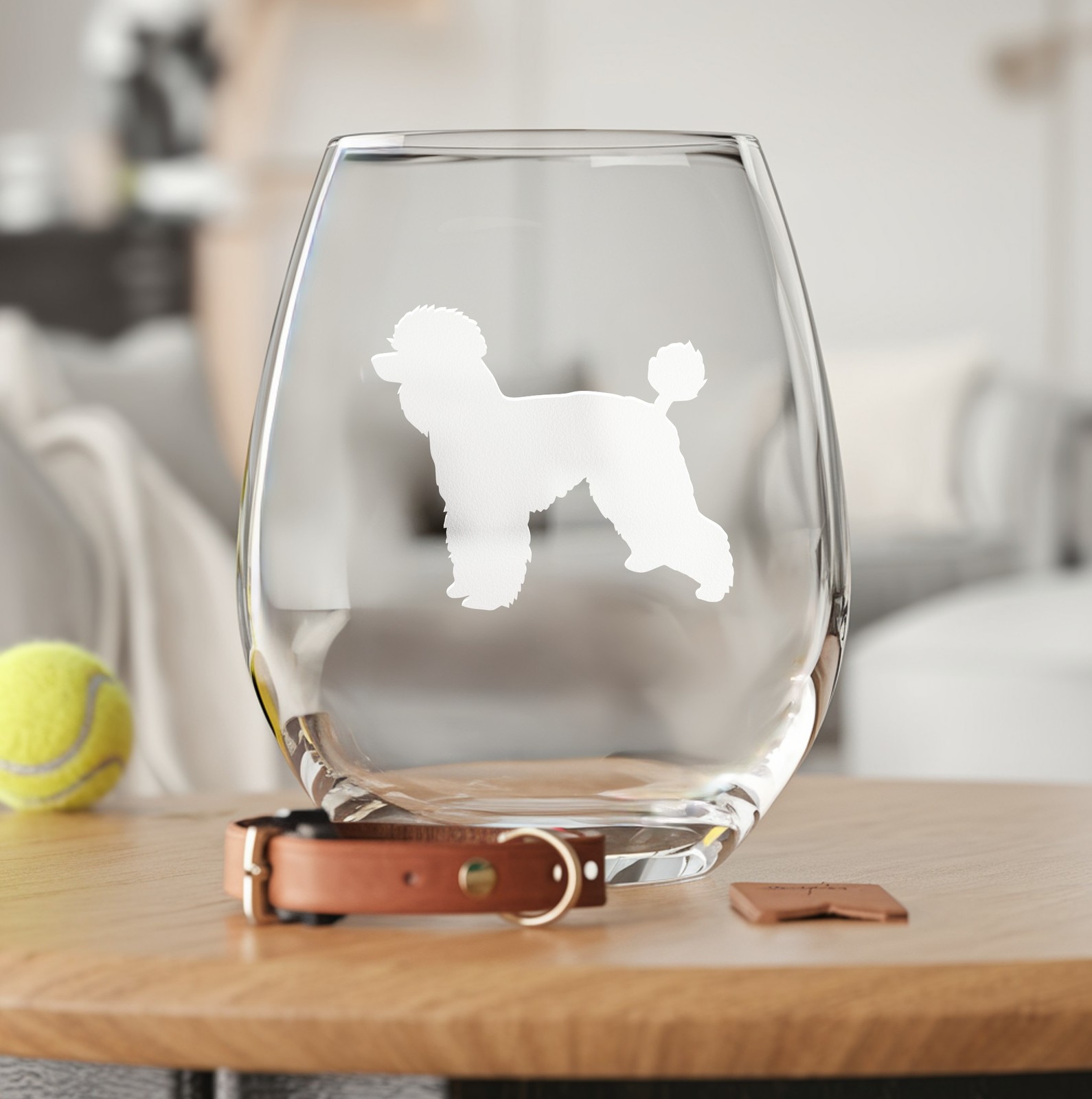 Standing Poodle Etched Glasses - Wine, Champagne, Pint Glasses, Shot Glass - $24.99+
