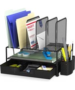 A Black Simplehouseware Mesh Desk Organizer With A Sliding Drawer, A Double - £28.15 GBP