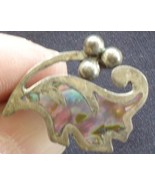 Vintage Gold Tone Screw Back Earring – Abalone Inlay – GREAT VINTAGE PIECE - £4.66 GBP