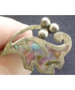 Vintage Gold Tone Screw Back Earring – Abalone Inlay – GREAT VINTAGE PIECE - $112.89 MXN