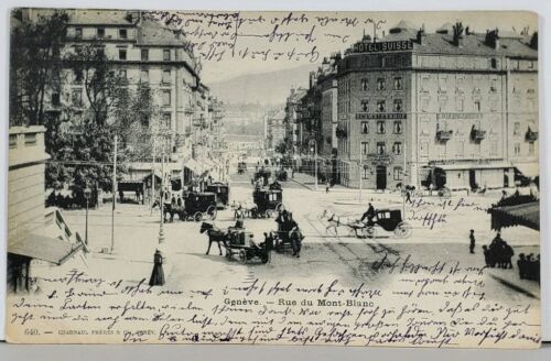 Primary image for Switzerland Geneva Rue du Mont Blanc 1903 Clarens to West Hampstead Postcard K18