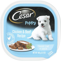 Cesar Classic Loaf in Sauce Puppy Wet Dog Food Chicken &amp; Beef 3.5oz. (Case of 24 - £64.45 GBP