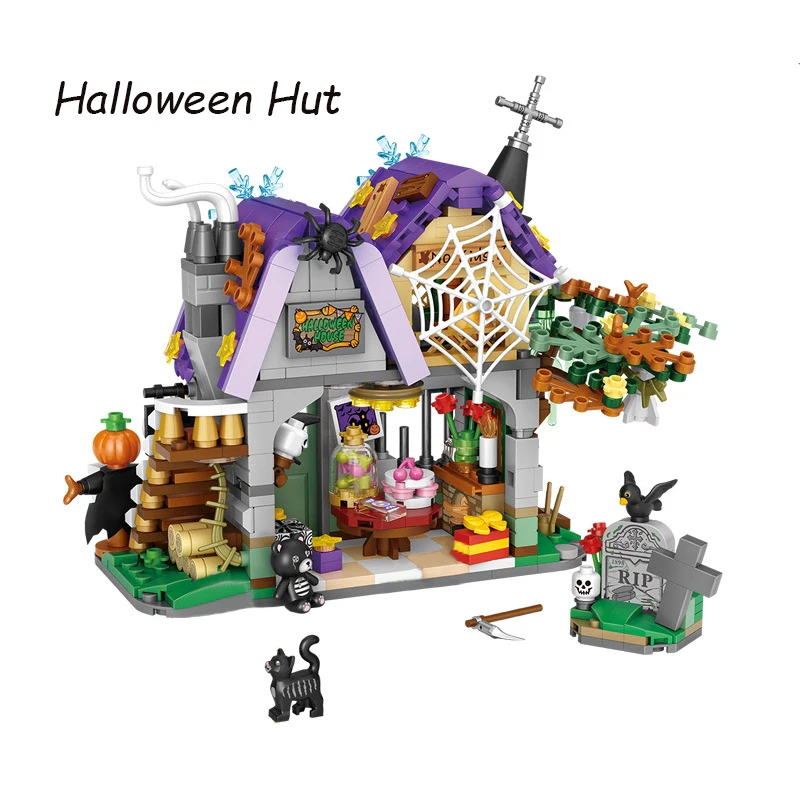 Play LOZ A MINI Halloween Hut House Building Block MOC Pumpkin Carriage Happy Ha - £34.74 GBP