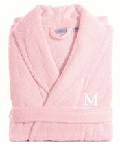 Linum Home 100% Turkish Cotton Personalized-M- Terry Bath Robe Pink-M - £39.65 GBP