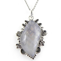 925 Sterling Silver Rainbow Moonstone Gems Handmade Pendant Necklace PSV-1740 - £25.38 GBP+