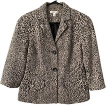 Coldwater Creek Blazer Jacket Size 16 XL Extra Large Black Tan Cotton Polyester - £10.74 GBP