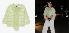 NWT $99 ZARA GREEN FRINGED ORGANZA TIE CARDIGAN M - $1,470.14 MXN