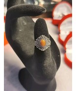 Sterling Silver Plated Size 5 Natural Sun Stone Ring BOHO GIFT BOXED - $12.19