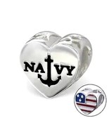Navy Anchor Charm Sailor 925S Sterling Bead American Flag Fits European ... - £15.14 GBP