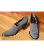 Robert Clergerie 6.5 Gray Textile Block Heel Pointed Toe Booties France - £23.47 GBP