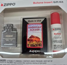 An item in the Collectibles category: Rare Red Support American Farmers  Zippo Lighter Gift Kit