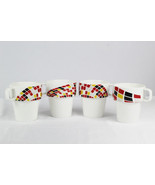 S/4 Stackable Lot of 4 Tea Coffee Chocolate Mugs Cups Geometric Pattern 6&quot; - £29.97 GBP