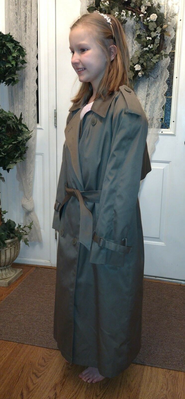 Primary image for Vintage John Weitz Green Trench Coat 20P Removable Lining Belted at Waist & Cuff