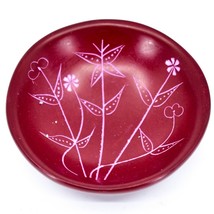 Tabaka Chigware Hand Carved Kisii Soapstone Red Spring Flower Trinket Bowl Kenya - £10.31 GBP