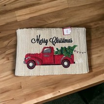 Chindi Rug Truck Red Farm Trees -MERRY CHRISTMAS- 30&quot;X20&quot; Nwt - £11.82 GBP
