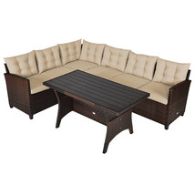 3PCS Rattan Dining Set Patio Furniture 6 Seats Sofa Cushioned Garden Yard - $879.99