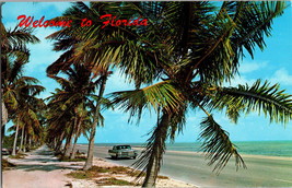 Vintage Chrome Postcard Welcome to Florida 1968 Car on Highway Palm Trees (A) - £4.65 GBP