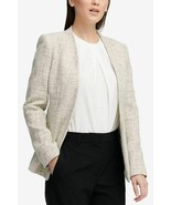 DKNY Collarless Tweed Blazer Beige city oasis sz 14 new - £123.68 GBP