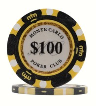 100 Da Vinci Premium 14 gr Clay Monte Carlo Poker Chips, Black $100 Deno... - $35.99