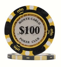 100 Da Vinci Premium 14 gr Clay Monte Carlo Poker Chips, Black $100 Denomination - £28.15 GBP