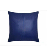 Stylish BLUE Genuine Lambskin Leather Pillow Cover Mermaid Home Handmade... - $52.50 CAD