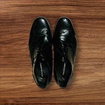 Johnston &amp; Murphy Men&#39;s 10.5 Wing Tip Oxford Black Leather Dress Shoes 20-6287 - £24.95 GBP