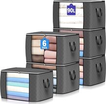 Reinforced Handle 6-Pack 90L Foldable Storage Bags - Stylish Closet Solu... - $44.50