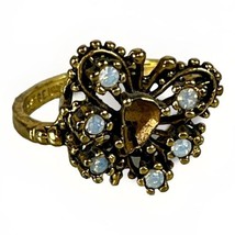 VTG Ring 14KT GE Fire Opals Prong Raised Set Estate Sz 8- Missing Stone* - $26.86