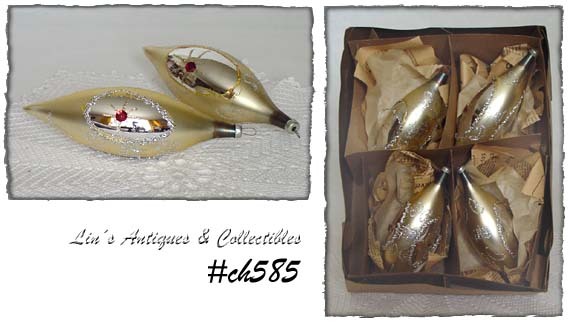Set of 4 Bradford Large Vintage Glass Ornaments (#CH585) - $18.00
