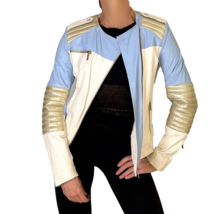 1980s Multicolor Leather Cafe Racer Moto Jacket Bike Jacket Color Block ... - €371,93 EUR