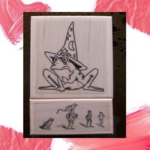 2 Frog Wizard &amp; Leap Frog New Mounted Rubber Stamps Frogs - £11.03 GBP