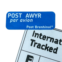 Airmail Stickers Welsh Post Awyr Royal Mail International Shipping Flash... - £1.32 GBP