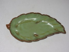 Vintage Frankoma Art Pottery Leaf Serving Dish # 225 Prairie Green - $19.79