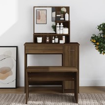 Dressing Table with Mirror Brown Oak 86.5x35x136 cm - £55.04 GBP