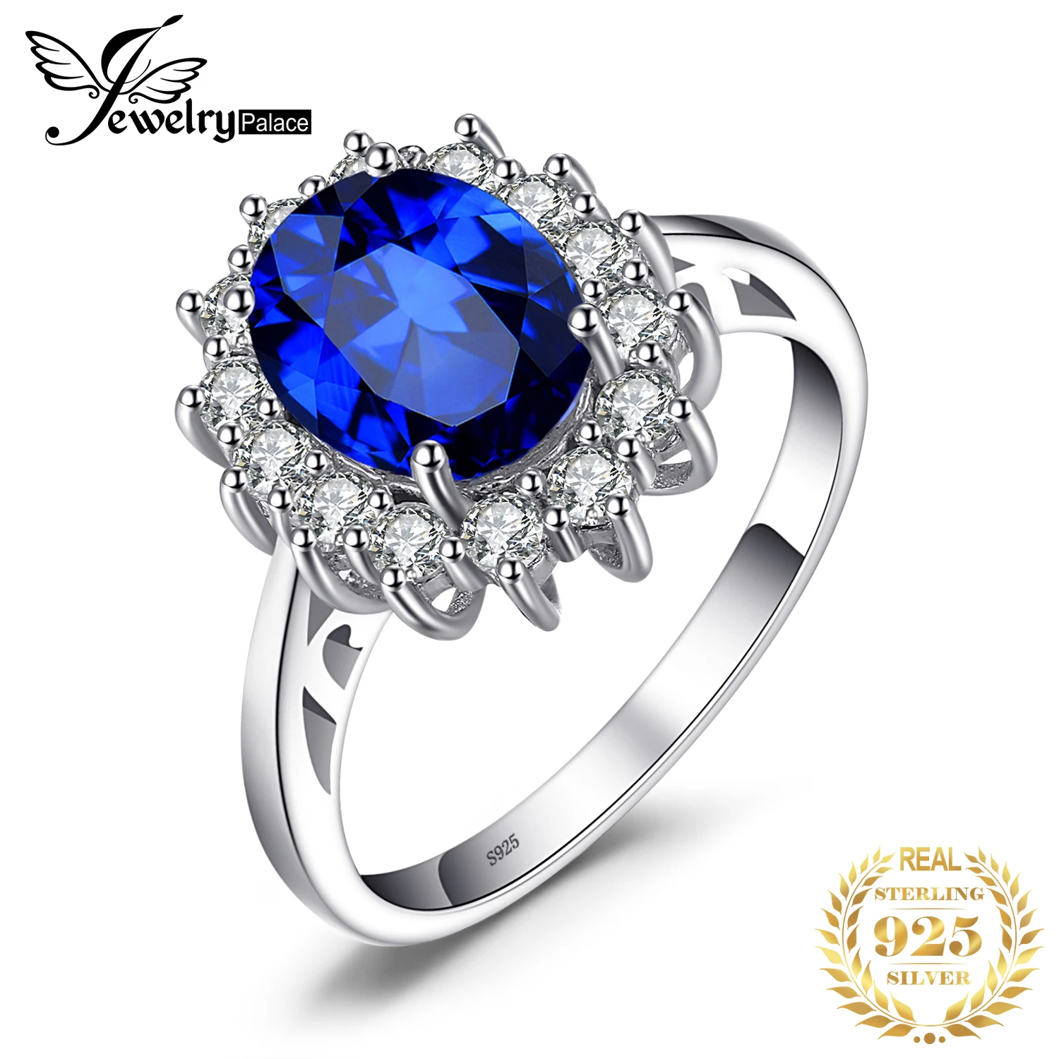 JewPa  Diana Created Sapphire Ring 925  Silver Rings for Women Engagement Ring S - $38.07