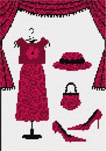 Pepita Needlepoint Canvas: Ruby Outfit Ensemble, 7&quot; x 10&quot; - $50.00+