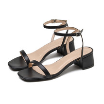 Summer Sandals Women Thick Heel Fashion shoes woman Black Ankle Strap Fashion sa - £44.53 GBP