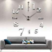 Wall Clock Modern Large 3D Wall Clock Mirror Stickers Home Office Decor - $23.74