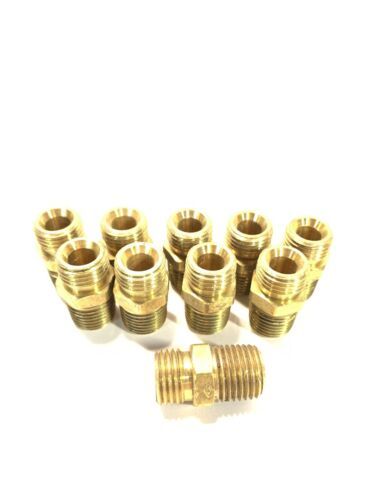 10-Brass Straight Hex Ballseat Socket Adapter 1/4 Inch Male NPSM x 1/4 M... - $28.75