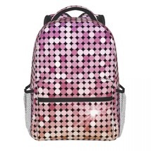 Shiny Disco Ball Backpack Sequins Print Big Backpa Polyester Aesthetic School Ba - £139.37 GBP