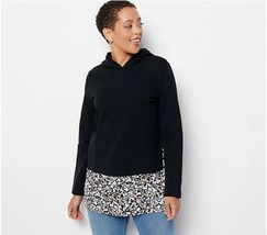 Isaac Mizrahi Live! French Terry Hoodie w/ Underlayer (Jet Black, L) A47... - £15.18 GBP