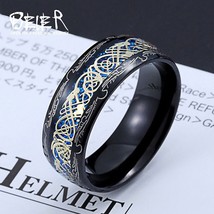 Beier 316L Stainless Steel Golden Dragon Man&#39;s Ring Blu-ray Simple Fashion High  - £8.34 GBP
