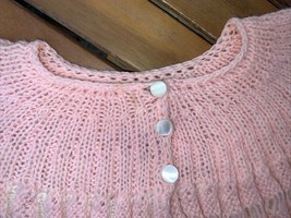 Vintage Baby Girls Peachy Pink Knit Cardigan Sweater 6-12 months - $13.36