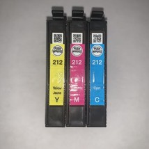 Lot of 3 Genuine Epson 212 Empty Used - Cyan Magenta Yellow Ink Cartridges - $27.72