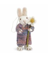 NWT GRY &amp; SIF FELTED WOOL BUNNY COLLECTOR ORNAMENT - PURPLE DRESS/FLOWER 5&quot; - £15.76 GBP