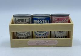 Vtg Campbell&#39;s Magnets Soup 4 Pc. Set 1995 Collector&#39;s Series Soups &amp; Crate - £9.12 GBP